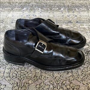 Men's Black Leather Slip-On Loafer Shoes